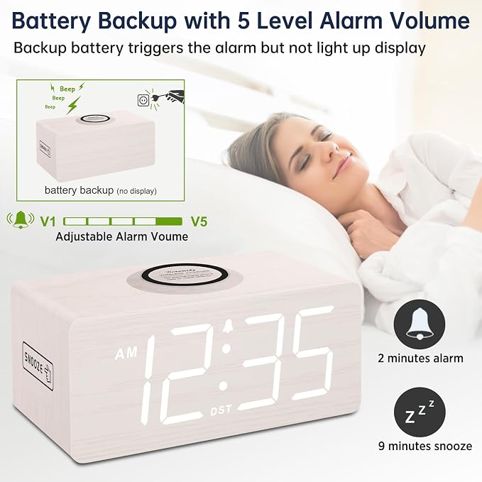 DreamSky Wooden Digital Alarm Clock - Image 6