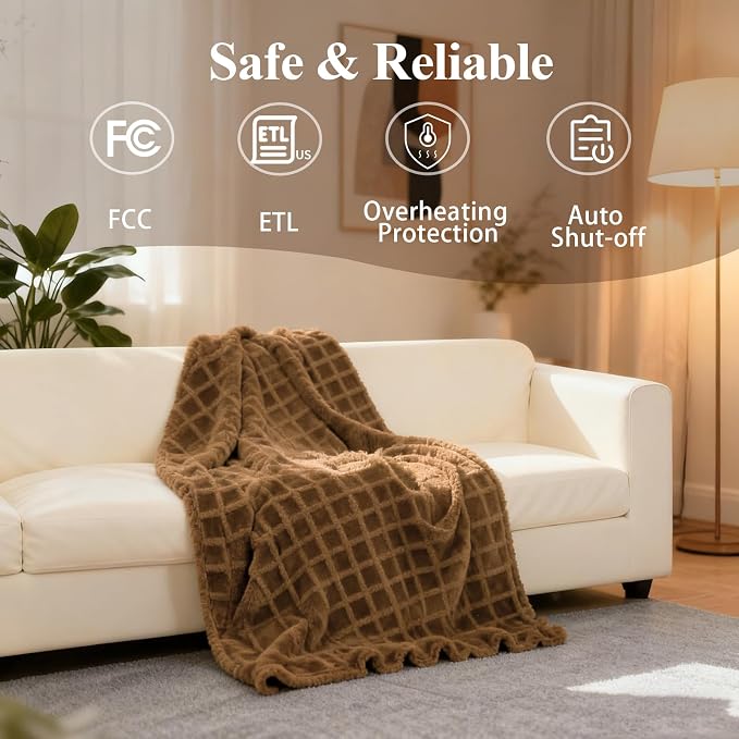 Eastsora Heated Blanket Electric, Waffle Heating Blanket - Image 5