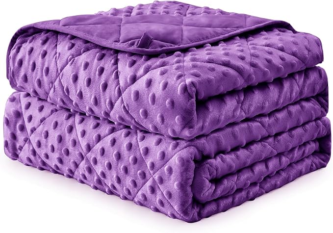 Purple Weighted Blanket Kids 10lbs, Twin Size Breathable Cooling Minky Heavy - Image 9