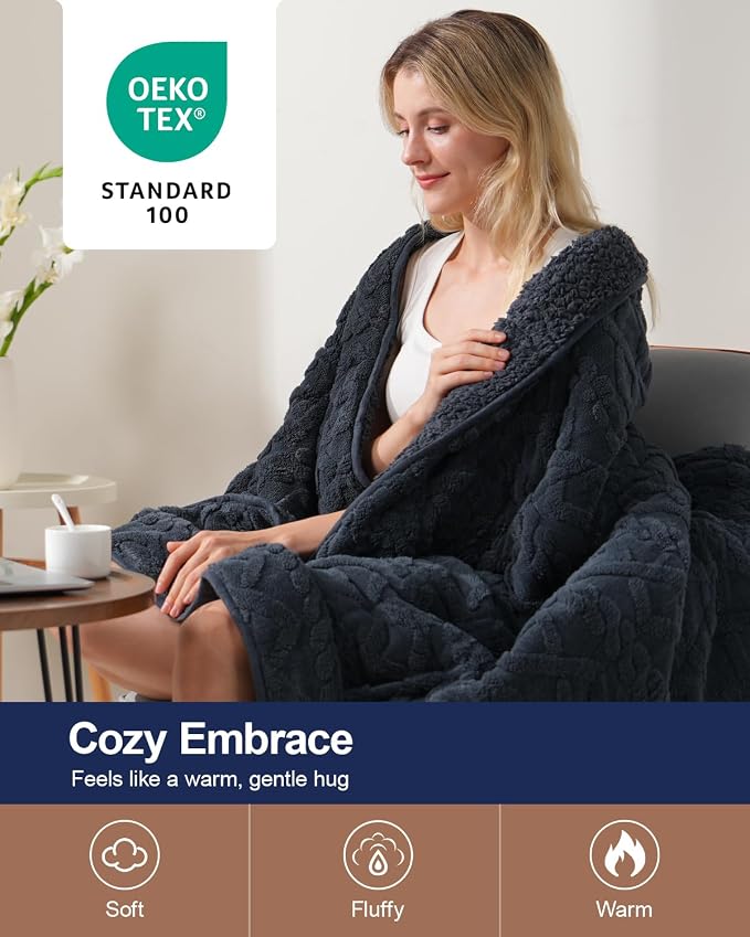 Super Fuzzy Soft Sherpa Fleece Weighted Blanket, 15 lbs Dual Sided Fluffy Heavy - Image 4