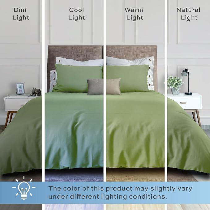 White Classic Sage Green Duvet Cover King Size, Microfiber Duvet Cover - Image 8