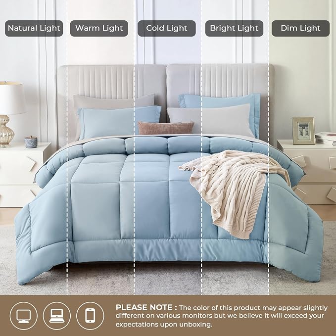 Sasttie Twin Comforter Set, 5 Pieces Reversible Bed in a Bag Twin, Complete - Image 8