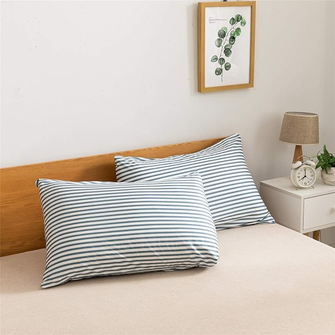 JELLYMONI 100% Natural Cotton 3pcs Striped Duvet Cover Sets, - Image 7