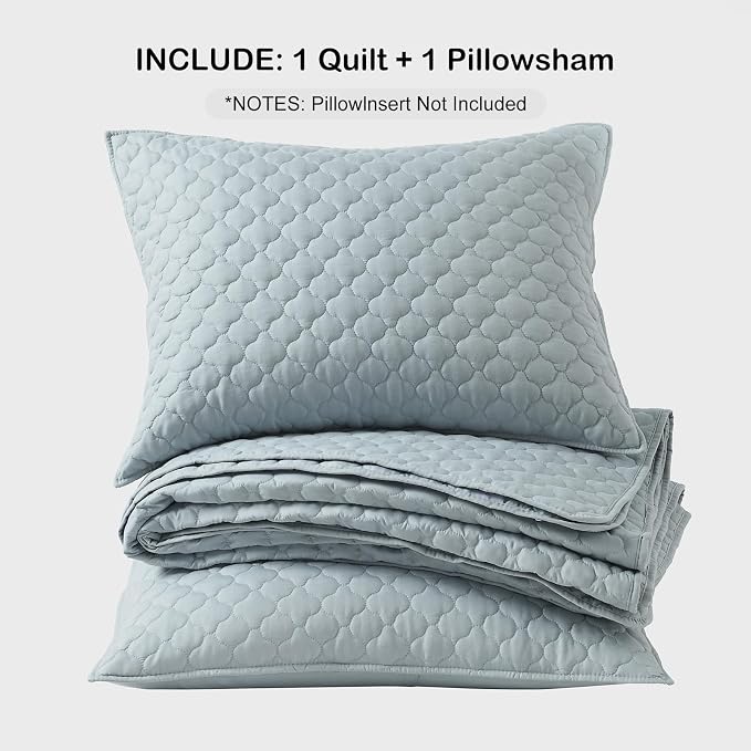 HORIMOTE HOME Quilt Twin Size Chambray Blue, Lightweight Quilt - Image 7