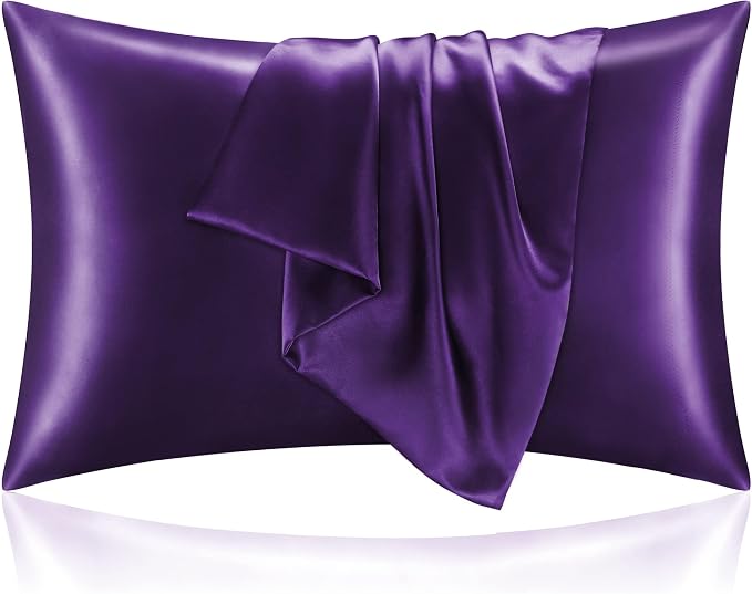 BEDELITE Satin Pillowcase with Zipper, Plum Purple King Size Pillow Cases Set by BEDELITE