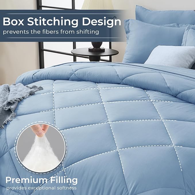HEVUMYI Light Blue Twin Comforter Set - Image 4