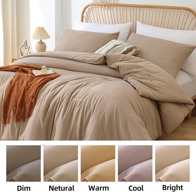 ROSGONIA Queen Comforter Set Taupe Brown - Image 8