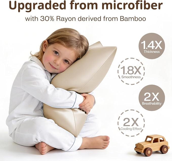 MR&HM Breathable Toddler Pillowcase 13"x18" Travel Pillow Case Set of 2 - Image 3