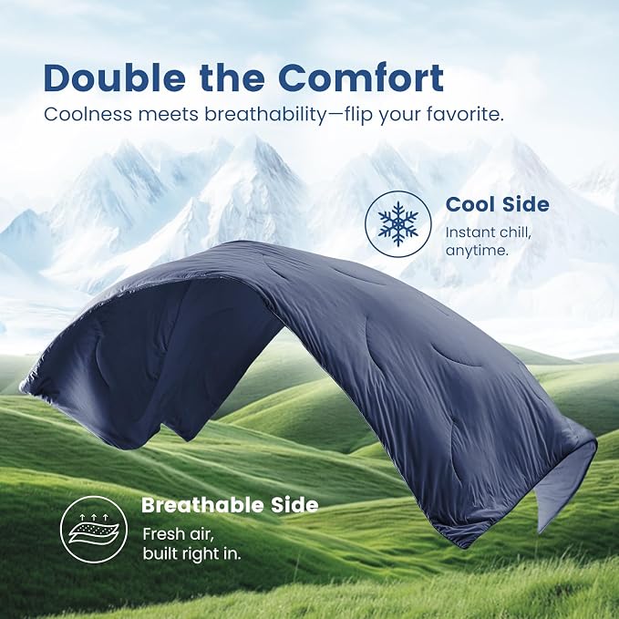 Cozy Bliss Cooling Comforter Queen Size, Reversible Lightweight Cooling Blankets - Image 9