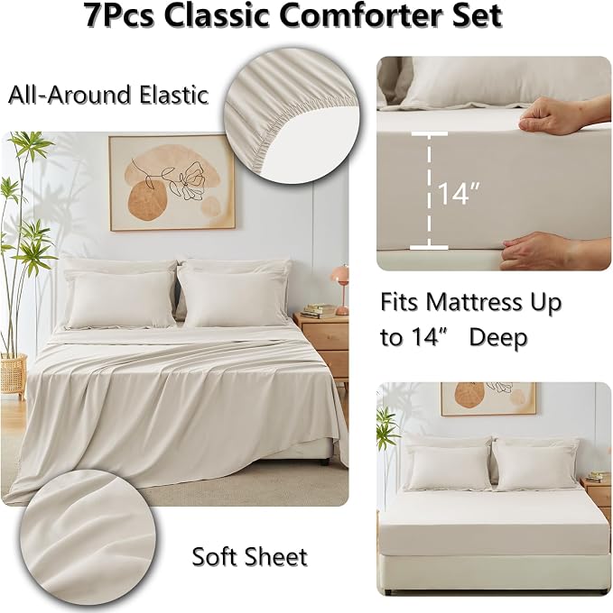CozyLux Oversized King Comforter Set Beige - Image 5