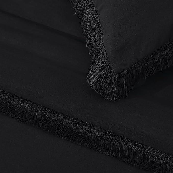 Andency Black Comforter Set California King, 3 Pieces Boho Tassel Lightweight - Image 7