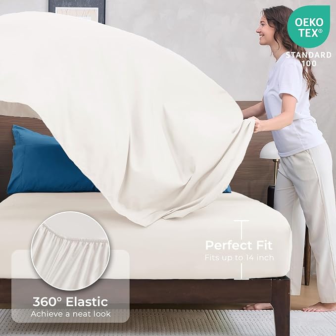 HEVUMYI Teal Blue & Ivory Full Comforter Set - Image 3