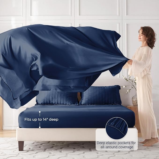 MUXHOMO 7 Pieces California King Comforter Set, Seersucker Bed in a Bag Cal - Image 3