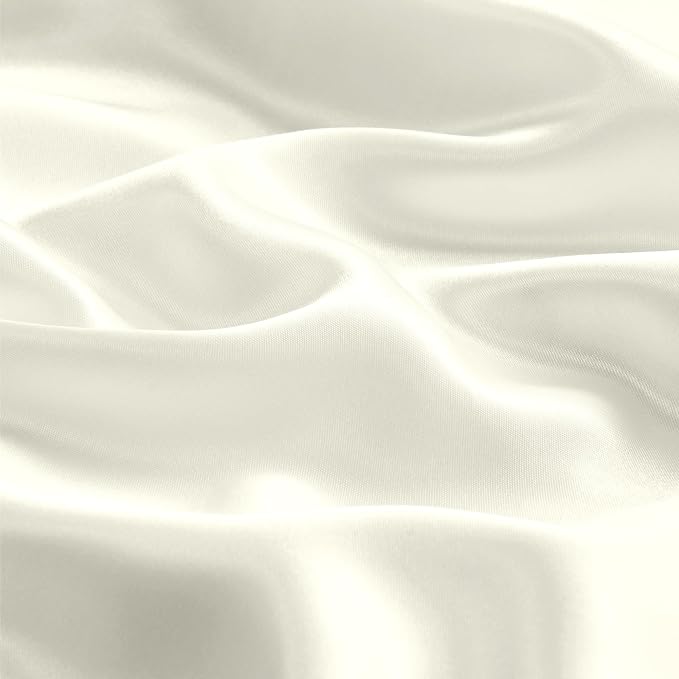 BEDELITE Satin Pillowcase with Zipper, Ivory King Size Pillow Cases Set of 2 - Image 3