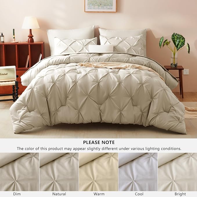 CozyLux California King Comforter Set Oatmeal - Image 7