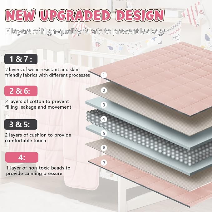 Pink Weighted Blanket Kids 10lbs, Twin Size Cooling Heavy Throw Blanket - Image 6