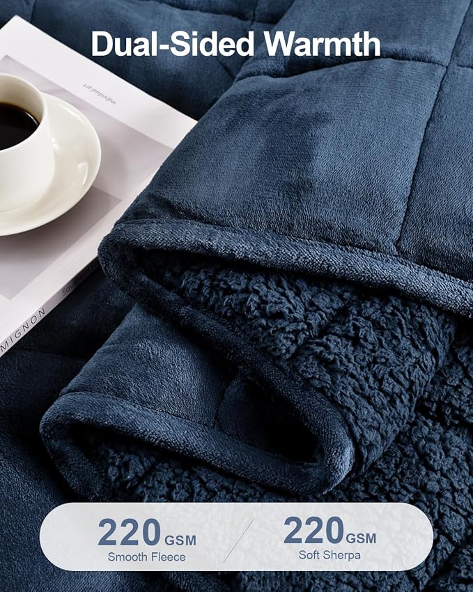 Super Fuzzy Soft Sherpa Fleece Weighted Blanket, 15 lbs Dual Sided Fluffy Heavy - Image 3