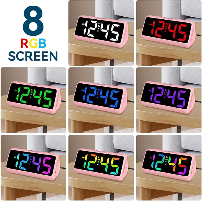 Netzu Loud Alarm Clock for Heavy Sleepers, RGB Alarm Clocks for Bedrooms - Image 2