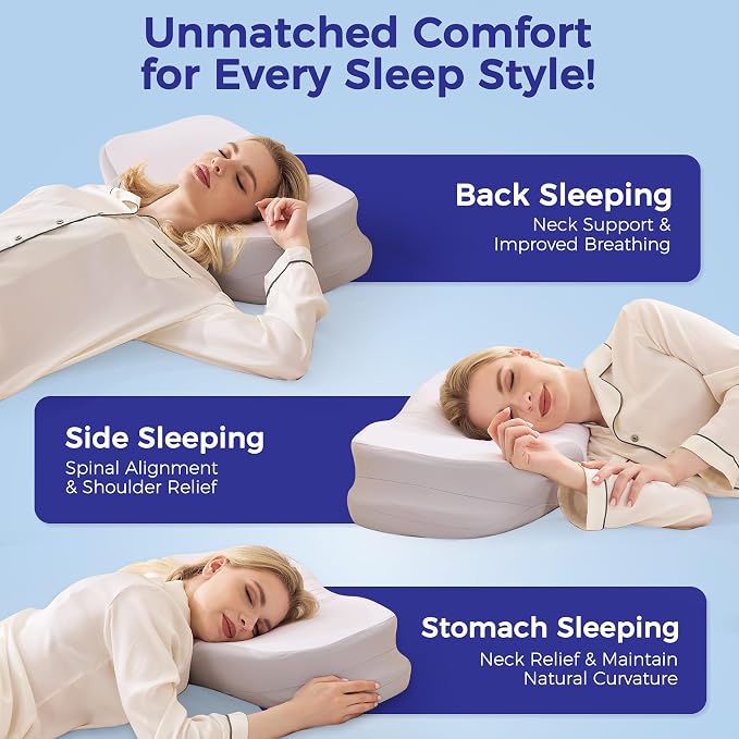 Cervical Neck Pillow for Sleeping, Ergonomic Side Sleeper Pillow, Memory Foam - Image 5