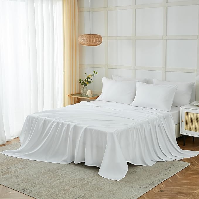 ILAVANDE White Queen Sheets Set 6 Piece, Hotel Luxury Super Soft 1800 Series - Image 6