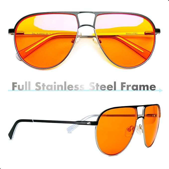 Orange Aviator Blue Light Blocking Glasses - Image 2