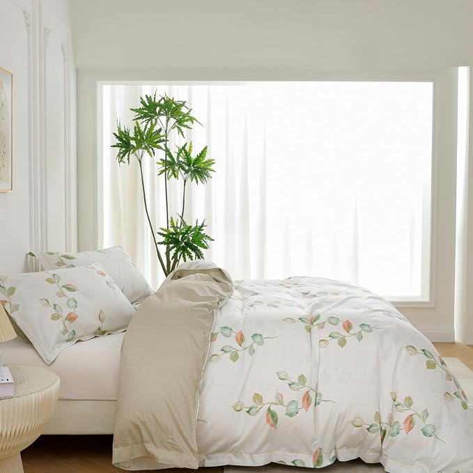 OAITE Duvet Cover Set Twin Size Floral Pattern Ultra Soft 100% Cotton Duvet - Image 4
