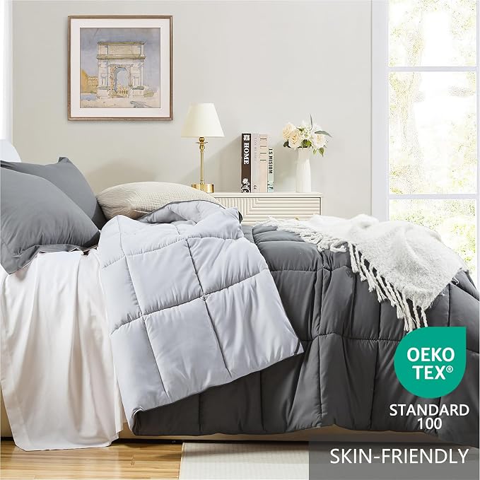 Homelike Moment Twin Comforter Set Grey, Comforters Twin Size Bed Sets - Image 3