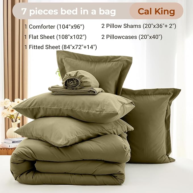 MUXHOMO 7 Pieces California King Comforter Set, Soft Bed in a Bag Cal King Size - Image 4