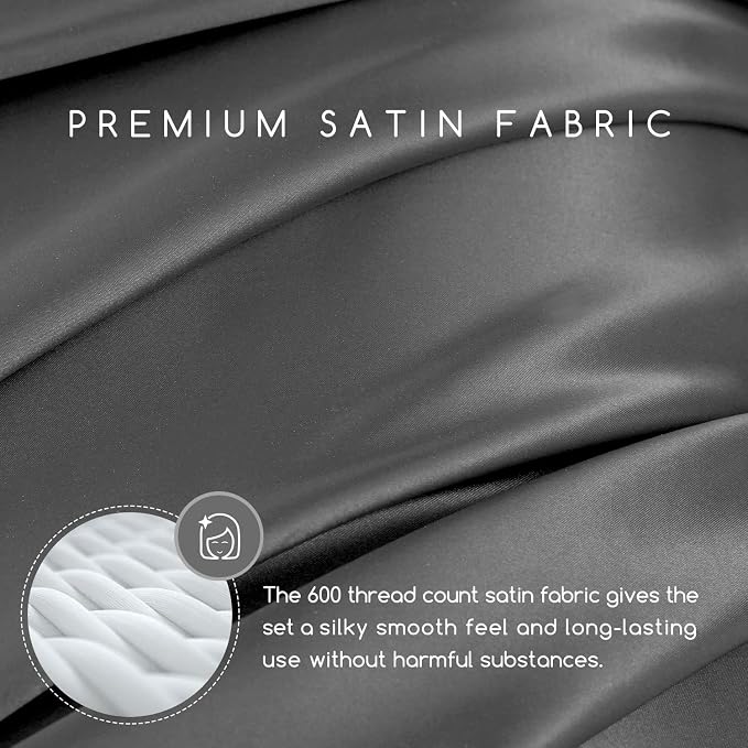 MR&HM Satin Bed Sheets, Queen Size Sheets Set - Image 3