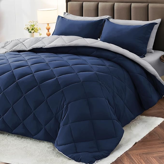 MUXHOMO 7 Pieces King Comforter Set, Reversible Bed in a Bag King Size by MUXHOMO