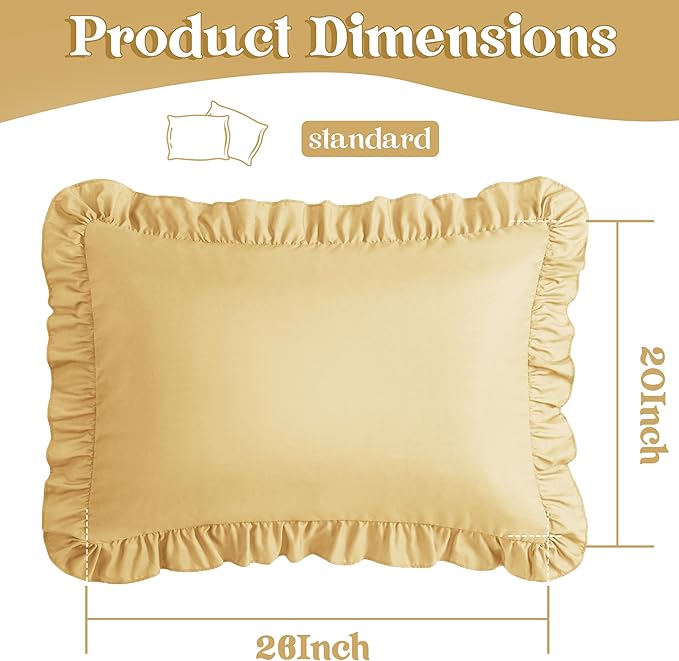 KKJIAF Ruffle Pillow Cases Standard Size Set of 2, Ruffled Pillow Covers - Image 3