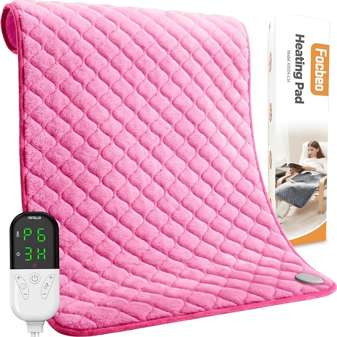 King Size Heating Pad for Back Pain 32"x24" Extra Large Electric Heating Pad by FocbeoHeatingPad