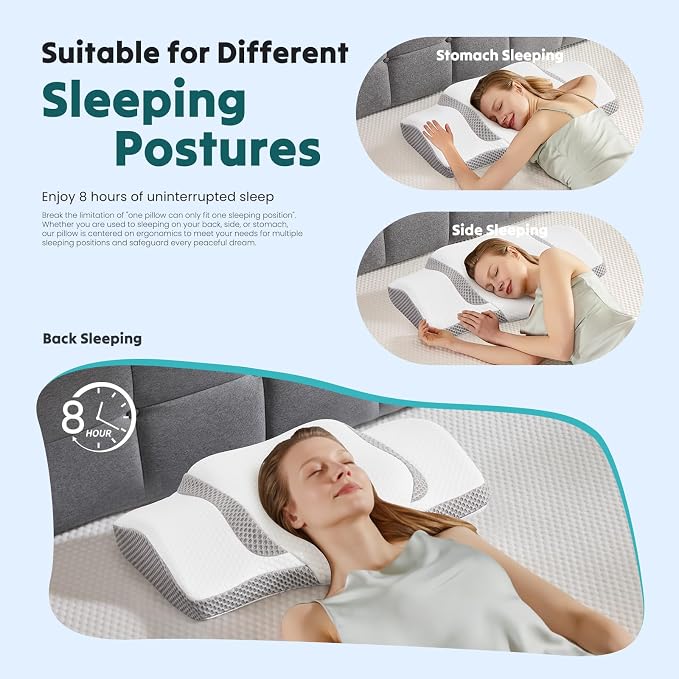 DUMOS Cervical Neck Pillow for Sleeping, Cooling Ergonomic Memory Foam Pillow - Image 7