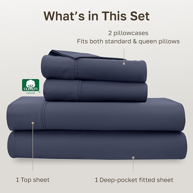 California Design Den Soft 100% Cotton Queen Size Bed Sheets Set, 400 TC Good - Image 4