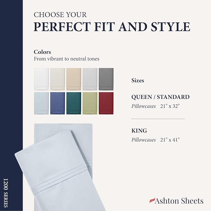 100% Egyptian Cotton Pillow Cases King Size Set of 2 - Image 7