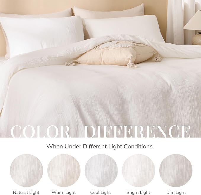 Off White Duvet Cover Queen Size, 100% Sandwashed Cotton Soft Queen Duvet Cover - Image 8