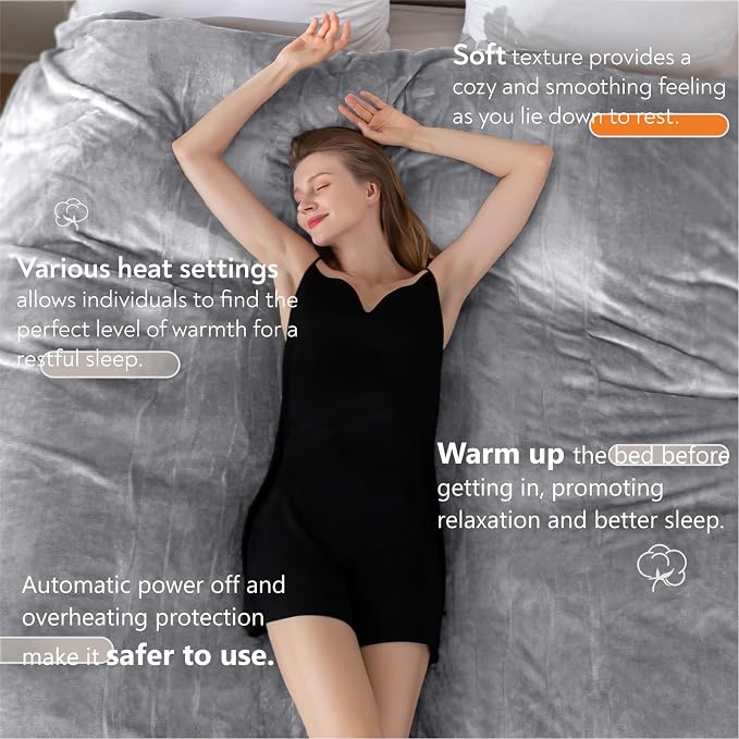 Wapaneus Heated Blanket Electric Throw 72" x 84" Full Size - Image 2