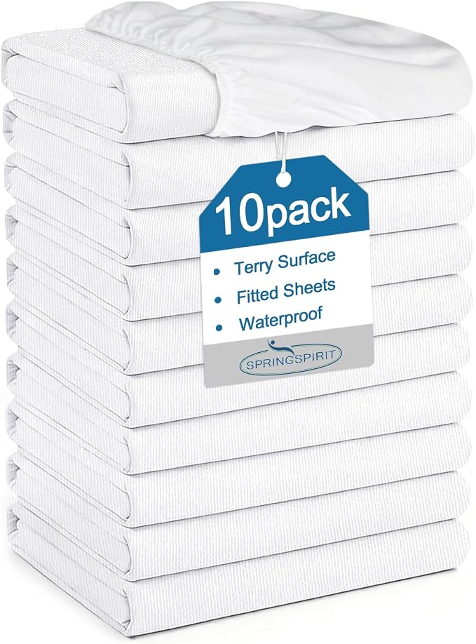 10 Pack Mattress Protector Twin Waterproof Mattress Topper Pad Cover Bed Sheets by SpringspiritBedding