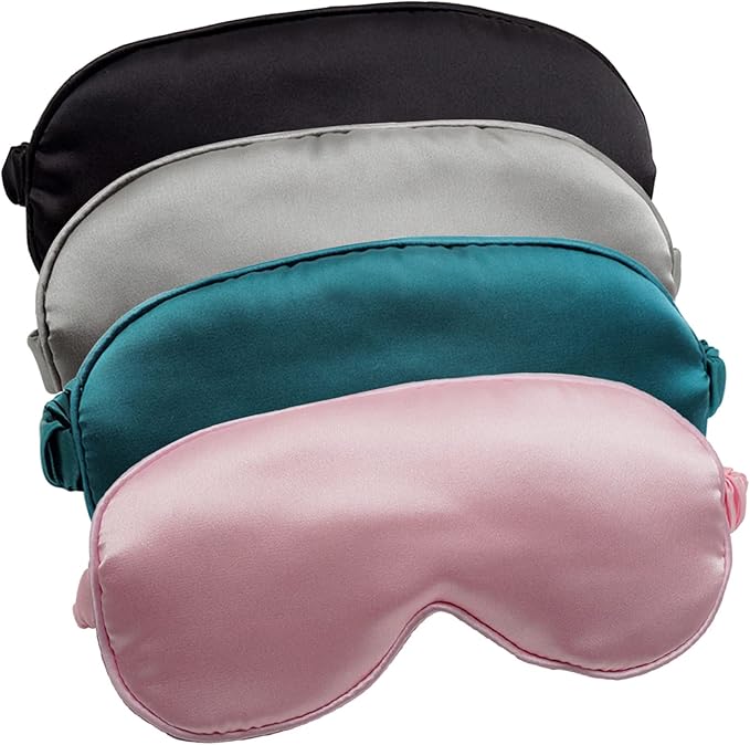 LERSVICVIL Sleep Mask 4 Pack Silk Eye Cover Soft Satin Blindfold Elastic Strap by LERSVICVIL