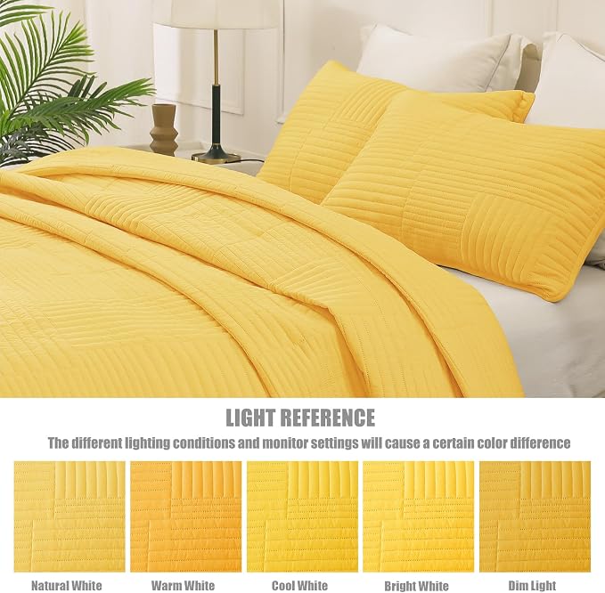 Whale Flotilla Ultra Soft Twin Quilt Bedding Set, Lightweight Microfiber Yellow - Image 5