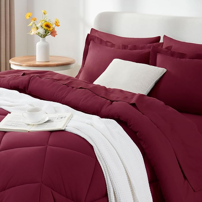 CozyLux Full Size Comforter Sets Burgundy - Image 9