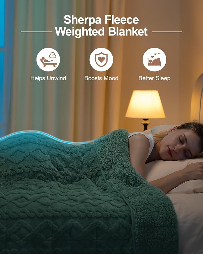 Super Fuzzy Soft Sherpa Fleece Weighted Blanket, 20 lbs Dual Sided Fluffy Heavy - Image 2