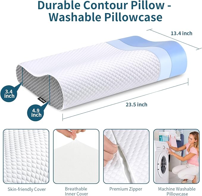 Neck Pillow Memory Foam for Pain Relief Bed Pillow for Sleeping, Ergonomic - Image 5