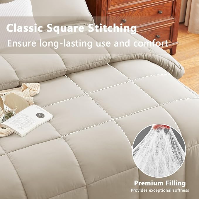 CozyLux Twin/Twin XL Comforter Set Beige - Image 2