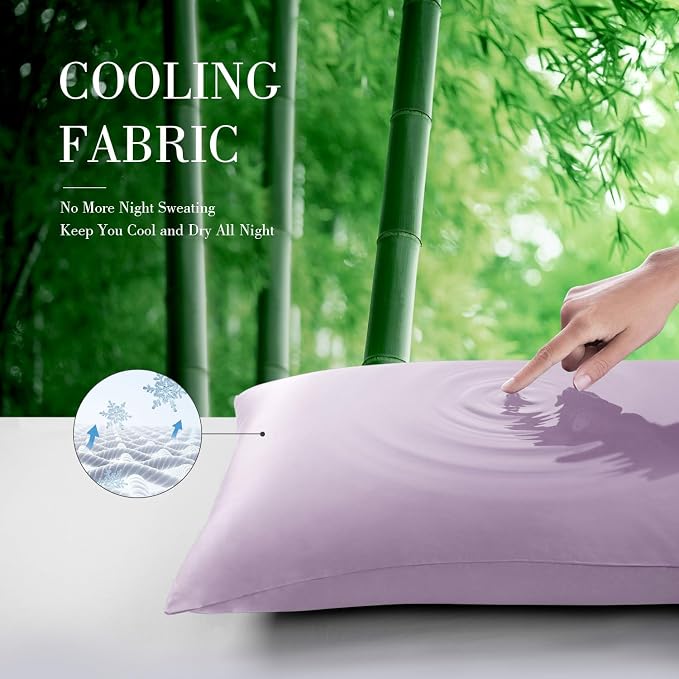 WishSmile Cooling Queen Pillowcases Set of 2 Breathable Cool Silky Soft Rayon - Image 4