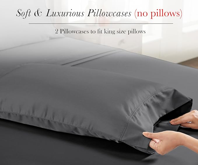 California Design Den 100% Egyptian Cotton King Pillow Cases Set of 2, Pillow - Image 4