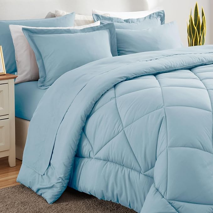 CozyLux Full Size Comforter Sets Light Blue - Image 8