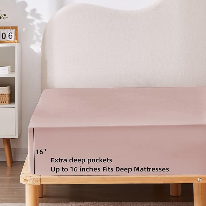 HBHLFZ King Fitted Sheet Only, Soft Breathable Bottom Sheet - Image 3