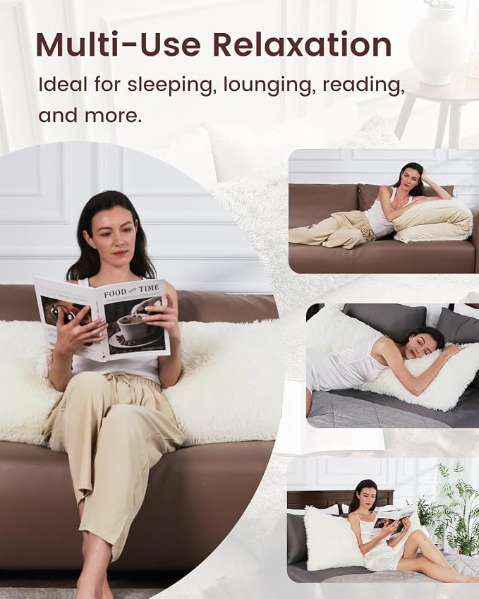 ZonLi Fuzzy Body Pillow Cover, 20 x 54 Pillowcase, Faux Fur Long Pillow Cover - Image 7