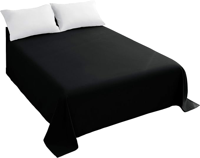 Sfoothome California King Flat Sheet Black Top Sheet, Premium Hotel 1-Piece by Sfoothome